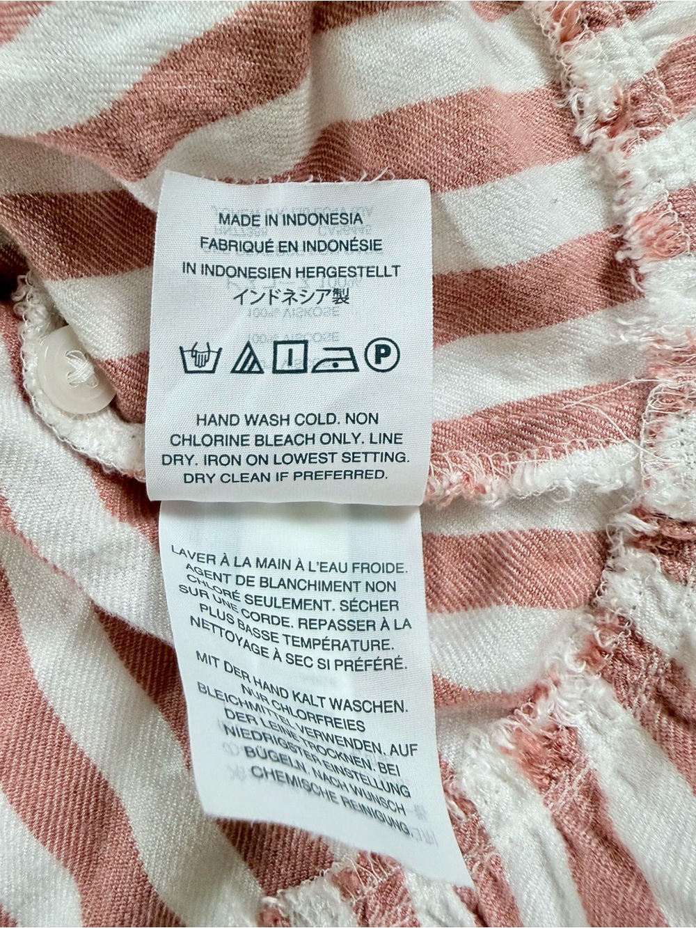 Madewell White and Coral Stripe Ruffle Sleeve Button Front Blouse - Picture 8 of 9